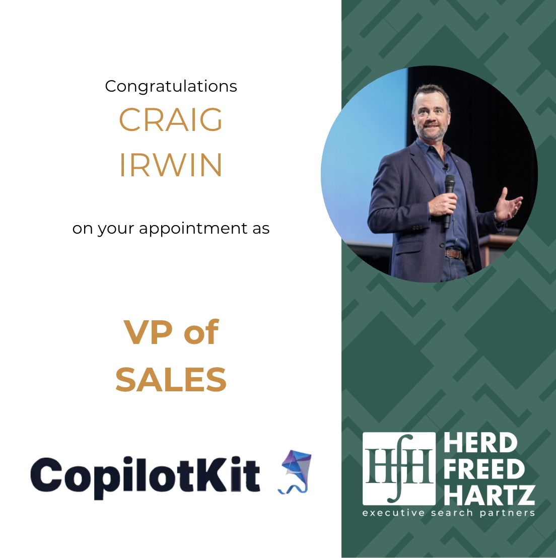 Announcement of Craig Irwin's appointment