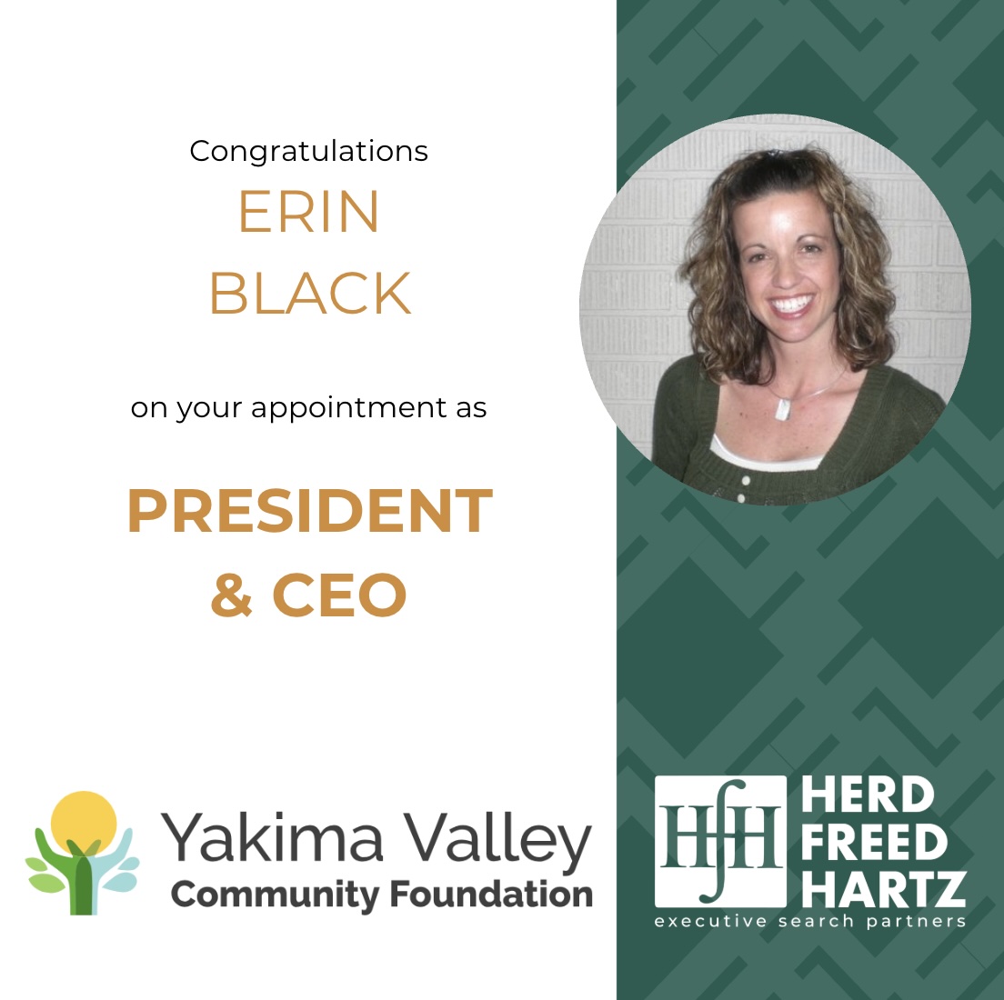 Announcement of Erin Black's appointment
