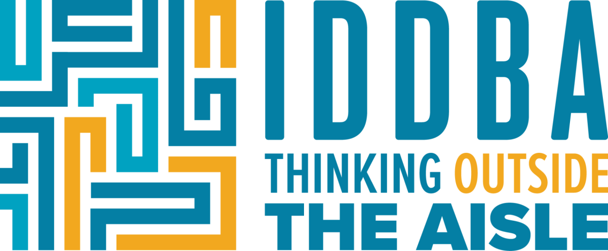 Colorful logo with text and patterns